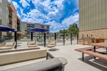 Pool lounge with grilling stations